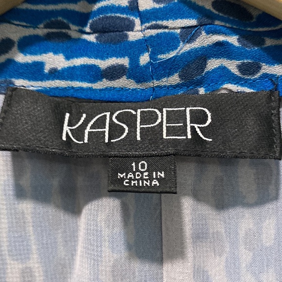 Kasper Teal Bow Tie Long Sleeve Blouse 10 - Picture 15 of 16